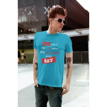 Pánské tričko Šéf Barva: Tyrkysová, Velikost: XS