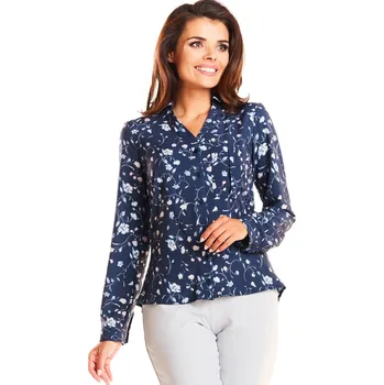 Dámská košile Elegantní košile s límečkem a dlouhými rukávy M176 Barva: Tmavě Modrá, Velikost: L