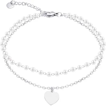 Řetízek Recenze Dvouřadý řetízek na nohu z chirurgické oceli s perličkami 3001841-1