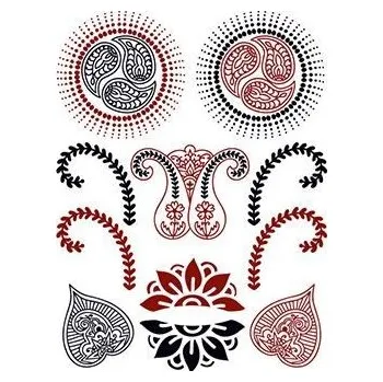 Odstranitelné tetování Červenočerné motivy - henna nalepovací tetování