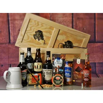 Dárkový potravinový koš Adrop.cz - Dárková bedna s páčidlem pro muže Captain Morgan Black a piva maxi