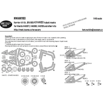 Plastikový model New Ware 1/48 Mask Harrier AV-8A, GR1/GR3 ADVANCED (KIN)