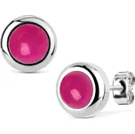 Ocelové náušnice tmavě růžový kámen 6mm