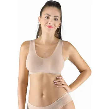 Dámské oblečení GINA dámské top podprsenkový se širokými ramínky, bez kostice, bezešvé, jednobarevné Eco Bamboo 07016P béžová L/XL