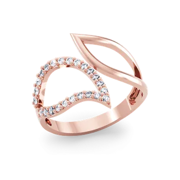 Prsten SOLUNA Luxusní zlatý prsten se zirkony FOGLIA růžové zlato VELIKOST: 50 - 15,9 mm