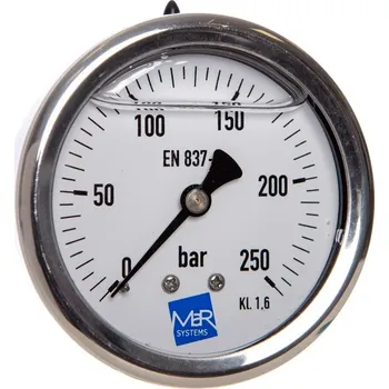 PREMATLAK, a.s. manometr P300 / 358 G 0/250bar, G1/4B zadní přip. + glycerinové plnění