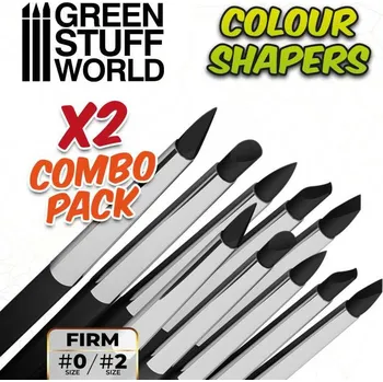 Plastikový model Silikonové štětce Colour Shapers Black Firm Combo, velikost 0 & 2 (10 ks)
