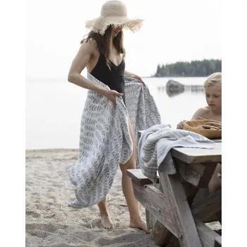 LAPUAN KANKURIT lněný saunový ručník / osuška Ruusu šedá - LAKA-RUCNIK/OSUSKA-RUUSU-SEDA