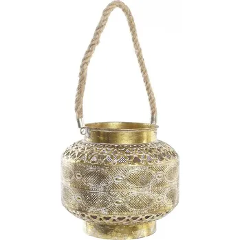 Svíčka Lucerna na svíčku DKD Home Decor Arabský Starožitný povrch Kov Sklo Zlatá (26,5 x 26,5 x 22 cm)