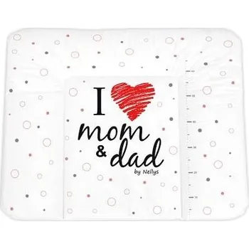Přebalovací podložka Baby Nellys Přebalovací podložka měkká I Love bílá - červená 85 × 72 cm