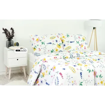 Povlečení Stanex Ložní povlečení bavlněné Flora bílá (LS211) ROZMĚR: 140x220 cm + polštář (90x70 cm)