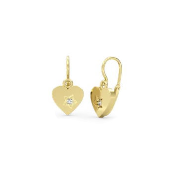 Náušnice SOLUNA Zlaté dětské náušnice srdíčka STARHEART žluté zlato s bílými zirkony