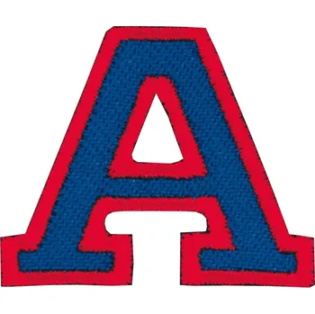 Nažehlovací vyšívané písmenko A - modré, výška 3 cm