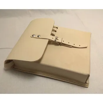 Světlá brašna pro lesníky z hovězinové kůže 26x20x5 cm (Klasická, ručně šitá, kvalitní kožená taška na nářadí a doklady - brašna pro lesníky a myslivce. Světle hnědá revírnická brašna z hovězinové kůže.)