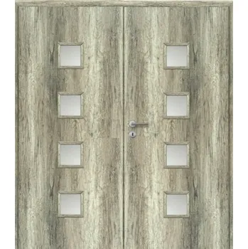 Interiérové dveře DOORNITE dveře vnitřní 145 cm QUADRA sklo dvoukřídlé