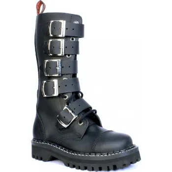 Moto obuv boty kožené KMM 14 dírkové černé s 5 přezkama Velikost: 39
