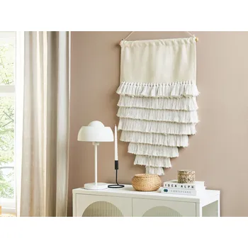 Závěsná nástěnná dekorace krémově bílá bavlněná ručně tkaná se střapci boho dekorace obývací pokoj ložnice Beliani