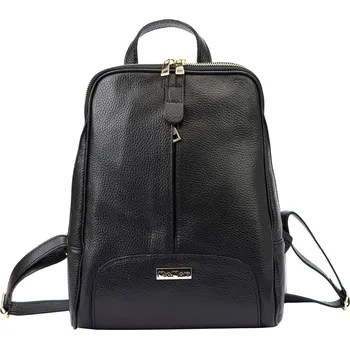 Kabelka Střední dámský kožený černý batoh MiaMore 21, obsah cca. 7 l
