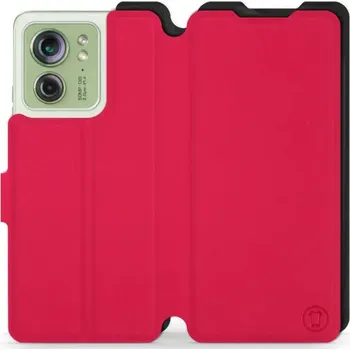 Pouzdro na mobilní telefon Flipové pouzdro Mobiwear Semiš - Motorola Edge 40 5G - Rudé & Černé (Knížkové semišové flip pouzdro, obal, kryt na mobil Motorola Edge 40 5G - Rudé & Černé, materiál semiš + TPU, ochrana 360°, stojánek, silikonová vanička, magnetické zavírání)