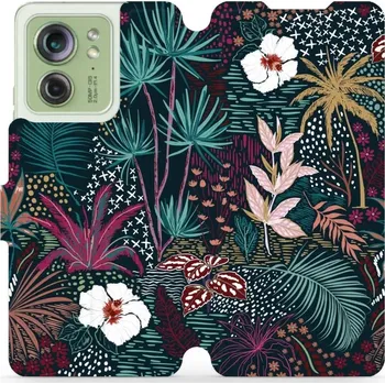 Pouzdro na mobilní telefon Flipové pouzdro Mobiwear - Motorola Edge 40 5G - VP13S Temná flóra (Knížkové flip pouzdro, obal, kryt na mobil Motorola Edge 40 5G - VP13S Temná flóra, materiál Umělá kůže + TPU - ochrana 360°, stojánek, silikonová vanička, magnetické zavírání)