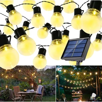 Venkovní osvětlení LED solární zahradní girlanda 20 LED žárovek mléčné koule, 5m teplá bílá