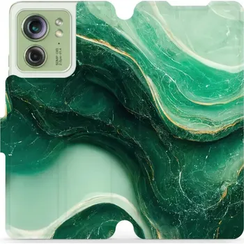 Pouzdro na mobilní telefon Flipové pouzdro Mobiwear - Motorola Edge 40 5G - VP38S Zelený mramor (Knížkové flip pouzdro, obal, kryt na mobil Motorola Edge 40 5G - VP38S Zelený mramor, materiál Umělá kůže + TPU - ochrana 360°, stojánek, silikonová vanička, magnetické zavírání)