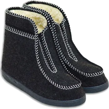 Pánská zimní obuv BabičkaOvečková.cz Valašské zimní důchodky s ovčí vlnou merino tmavě šedá, Velikost EU 45