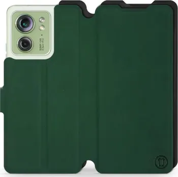 Pouzdro na mobilní telefon Flipové pouzdro Mobiwear Semiš - Motorola Edge 40 5G - Zelené & Černé (Knížkové semišové flip pouzdro, obal, kryt na mobil Motorola Edge 40 5G - Zelené & Černé, materiál semiš + TPU, ochrana 360°, stojánek, silikonová vanička, magnetické zavírání)