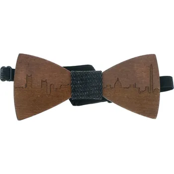 Motýlek Dřevěný motýlek tmavý - S panorámatem Washington City Skyline