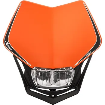 Osvětlení pro motocykl UNI přední maska včetně světla V-Face FULL LED, RTECH (oranžová/černá)