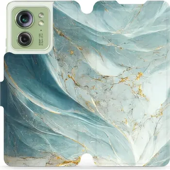 Pouzdro na mobilní telefon Flipové pouzdro Mobiwear - Motorola Edge 40 5G - VP34S Zelenkavý a zlatavý mramor (Knížkové flip pouzdro, obal, kryt na mobil Motorola Edge 40 5G - VP34S Zelenkavý a zlatavý mramor, materiál Umělá kůže + TPU - ochrana 360°, stojánek, silikonová vanička,)