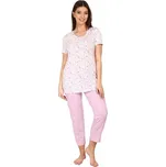 Dámské pyžamo Pleas 728 kytičky bílé Barva: Bílá, Velikost: M