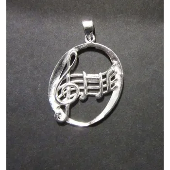 Přívěsek Hudební přívěsek ze stříbra - houslový klíč s notami