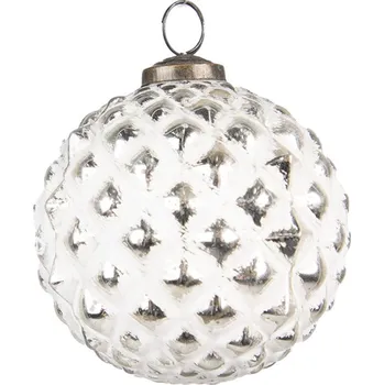 Vánoční ozdoba Vánoční koule White Silver 10x10 cm – 10x10 cm