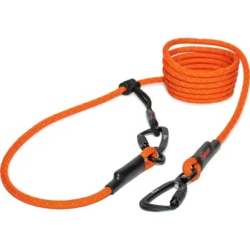 Vodítko pro psa Tamer Lanové vodítko EASYLONG TWIST | Střední pes | Oranžové se zelenou linkou - 445 Délka: 3,5 m