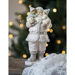 Růžová vánoční dekorace socha Santa s dětmi - 10*8*21 cm