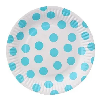 Party nádobí Party papírové talířky - bílo - modrý puntík 6ks