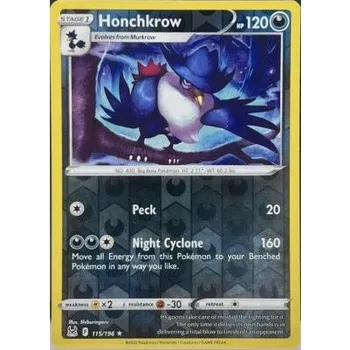 Sběratelská karetní hra Pokémon karta Honchkrow 115/196 Reverse Holo - Lost Origin