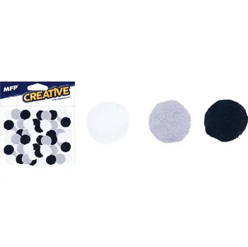 UNIPAP kuličky Pompom 1,5cm/80ks BaW mix 1042290 386377