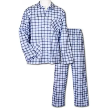 Pánské pyžamo Luiz Plátěné propínací klasické pyžamo Karel modré Barva: Modrá, Velikost: 62