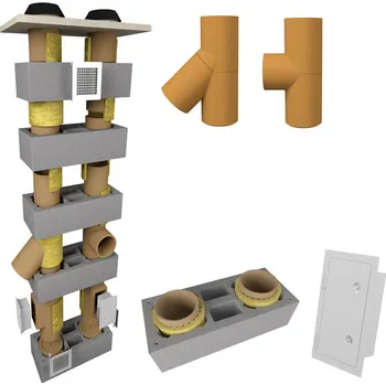 Komín CS komín Universal dvouprůduch s vent. šachtou Optimal 200-45°/200-90° - 12,0 m