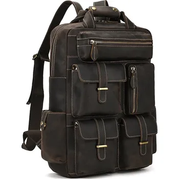 Sportovní batoh Luxusní cestovní batoh multifunkční pravá kůže Barva (Varianta): tmavě hnědá