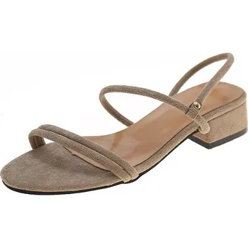 Dámské sandále Semišové sandály na podpatku Barva: Khaki, Velikost: 36