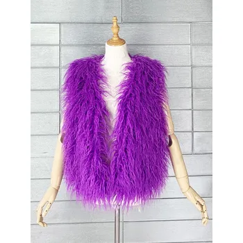 Dámská vesta Chlupatá vesta dámský kožich Barva: Fialová, Velikost: L