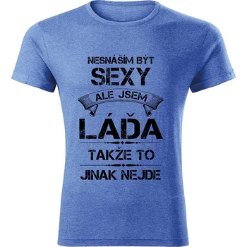 Pánské tričko tričko se jménem LÁĎA modrý melír 3XL