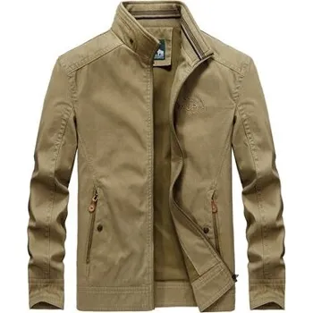 Pánská softshellová bunda Pánská bavlněná větrovka přechodná bunda hiking Barva: Khaki, Velikost: M