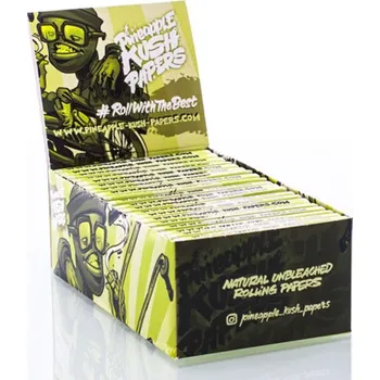 Papírky Pineapple Kush King Size, 32ks v balení | box 40ks (Ultratenké, nebělené, organické vegan papírky Pineapple Kush. Box 40 kusů.)