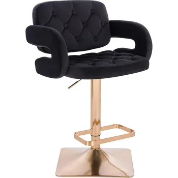 Barová židle Barová židle Ardal velur černé - základna zlatá