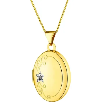 Přívěsek Zlatý přívěsek s diamantem - otevírací medailon - 0,01 ct - ryzost 585 - 197.159