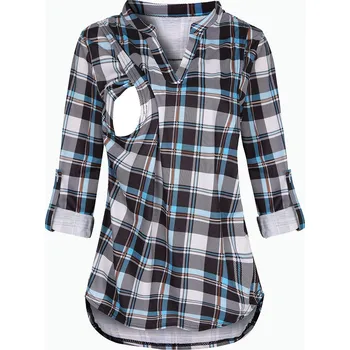 Dámská košile Těhotenská/kojící košile s dlouhým rukávem Barva: modré proužky, Velikost: S